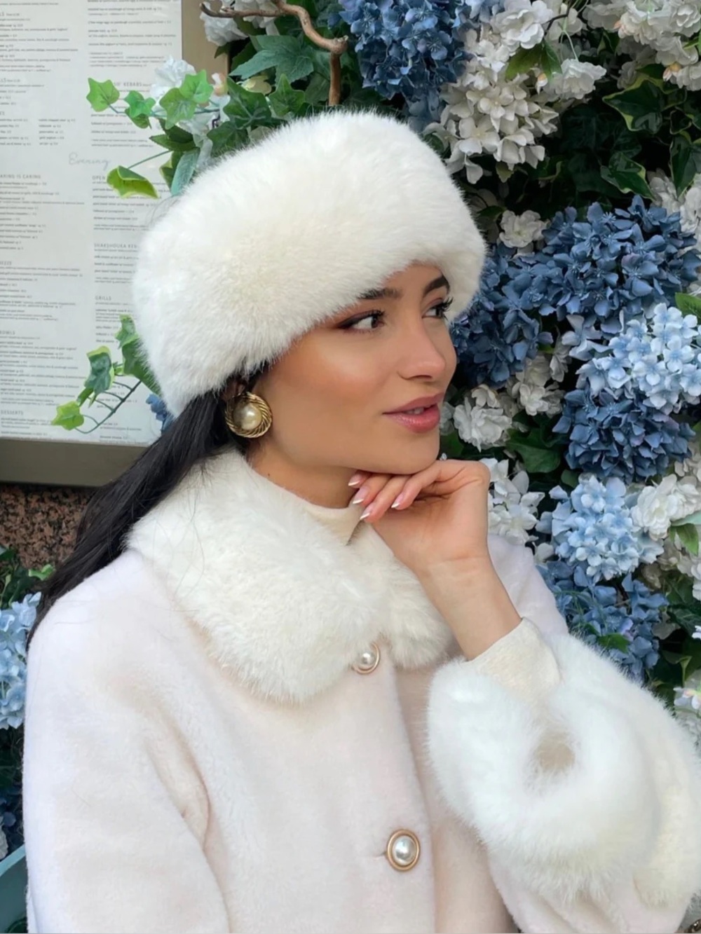 Elegant White Faux Fur Headband